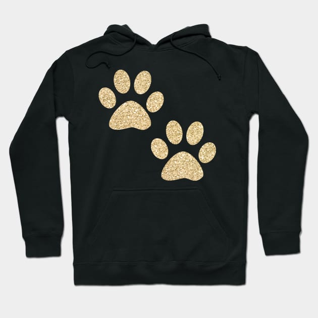 Gold Paw Prints Hoodie by julieerindesigns